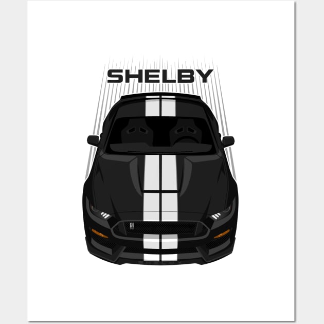 Ford Mustang Shelby GT350 2015 - 2020 - Black - White Stripes Wall Art by V8social